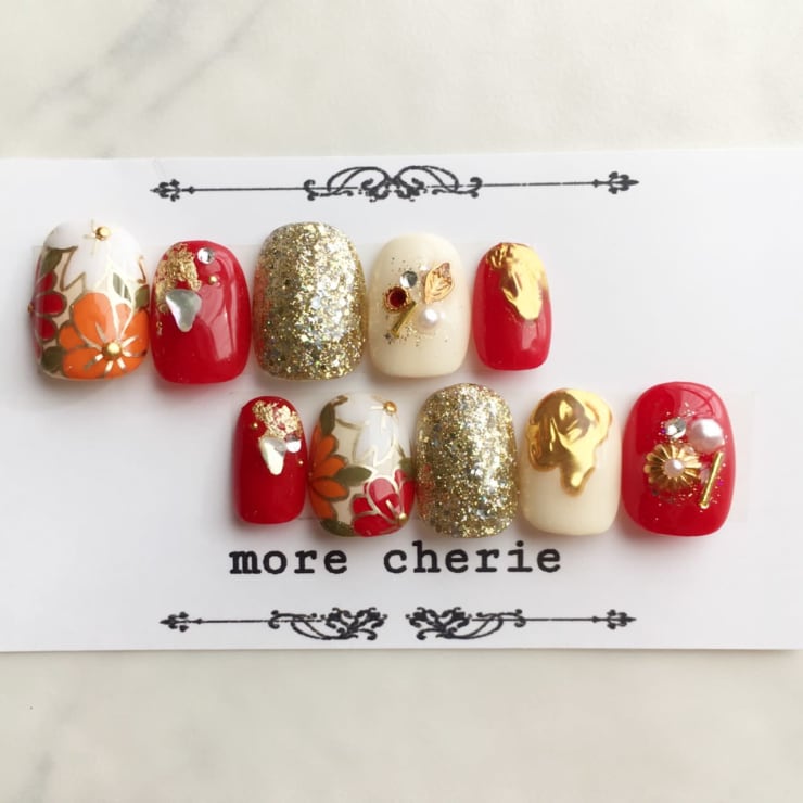 和 フラワーネイル Nail More Cherie ネイルモアシェリー のネイルデザイン ネイル まつげサロンを予約するなら楽天ビューティ