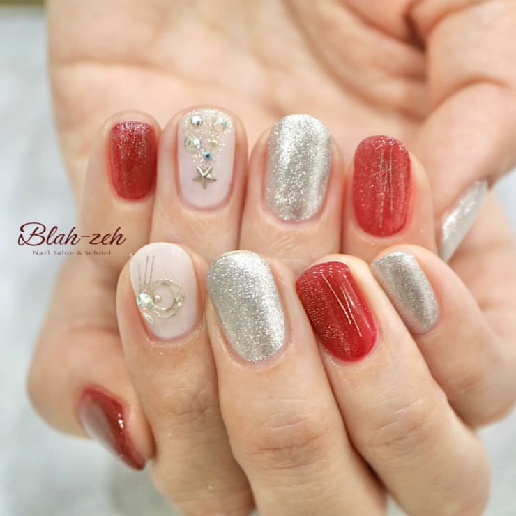 クリスマス 年末アートネイル Blah Zeh ブラゼ のネイルデザイン ネイル まつげサロンを予約するなら楽天ビューティ