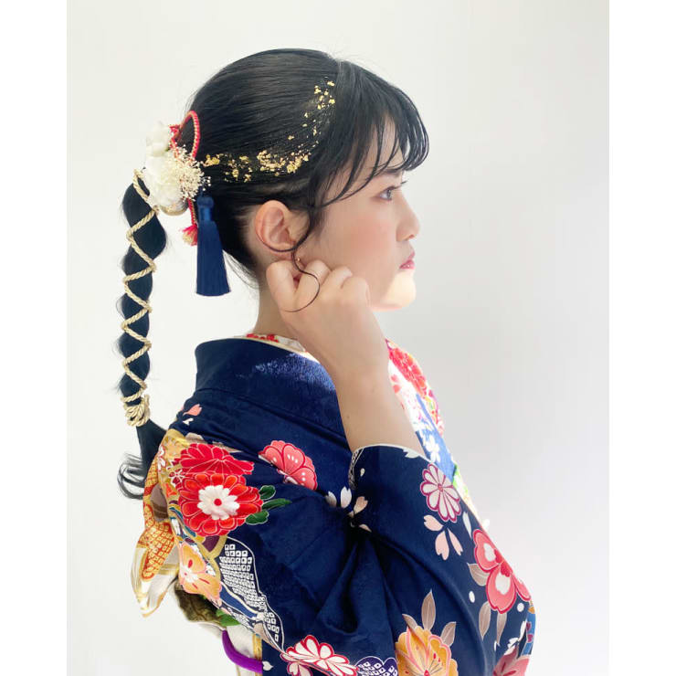 着物アレンジヘア 組紐 紐アレンジ ポニーテール 三宮 Kaino Arms Kobe三宮 カイノアームズコウベ のヘアスタイル 美容院 美容室を予約するなら楽天ビューティ
