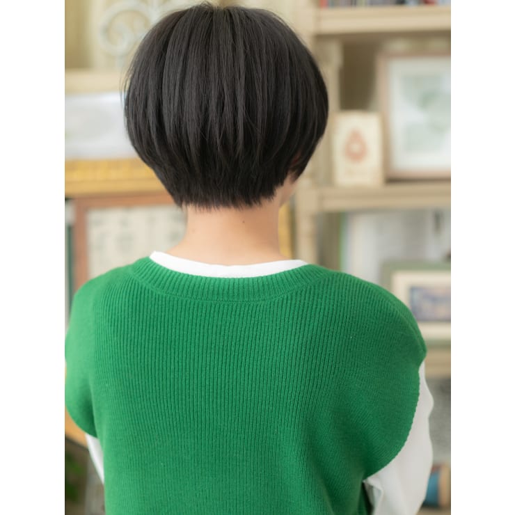 センターパート小顔ミニボブショートマッシュ 前髪なしショート