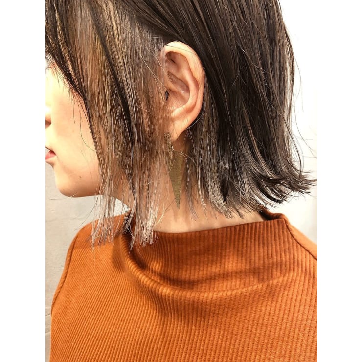 代30代大人可愛い 赤み消しイヤリングカラー耳掛けボブ Hair Make Peal Ark ピールアーク のヘアスタイル 美容院 美容室を予約するなら楽天ビューティ