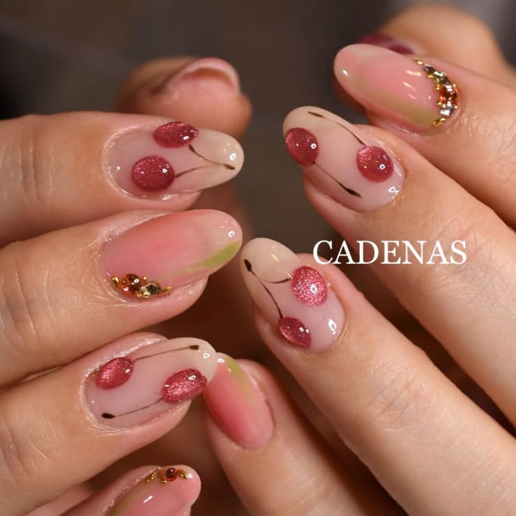 マグネットさくらんぼ | CADENAS(カデナ)のネイルデザイン | ネイル
