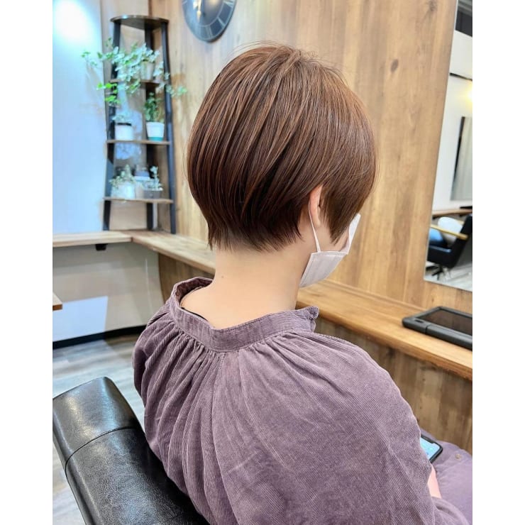 うらら　マリブ　メッシュレイヤーショート　ダークブラウンMIX ショートヘア☆丸みショート☆イルミナカラー | Flag Hair 西通り店