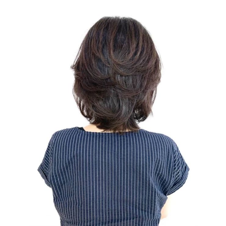 レイヤーカット デジタルパーマ ミディアム 40代50代 Qualis 上福岡店 クオリスカミフクオカテン のヘアスタイル 美容院 美容室を予約するなら楽天ビューティ