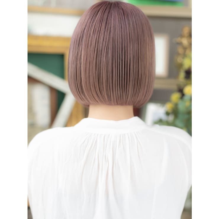 ラベンダーアッシュ透けバング前下がりボブ ボブショート | COVER HAIR