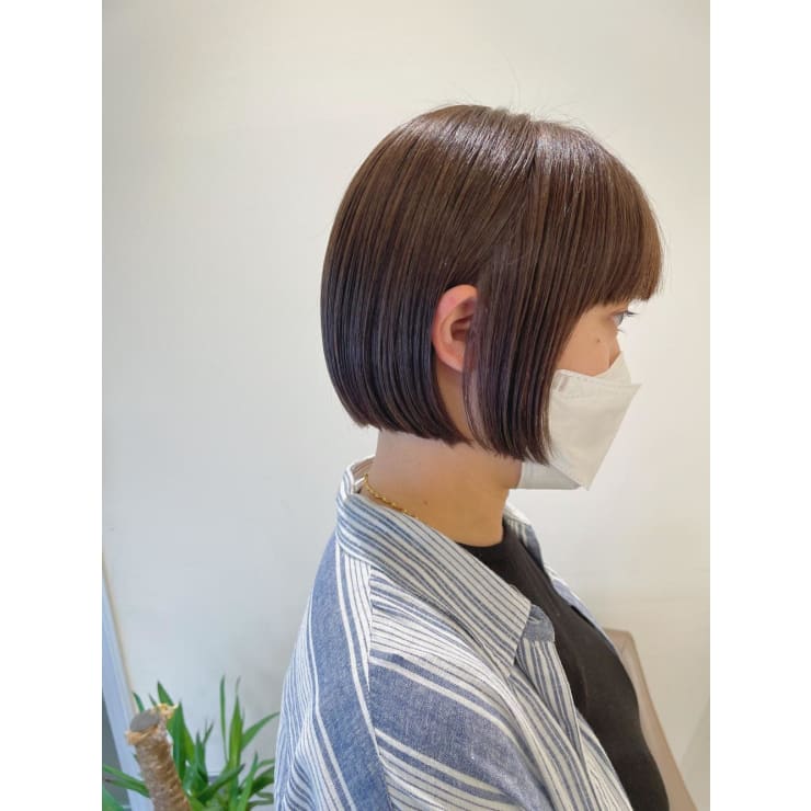 顎ラインボブ ミニボブ ナチュラル細ハイライト Marju銀座 マージュギンザ のヘアスタイル 美容院 美容室を予約するなら楽天ビューティ