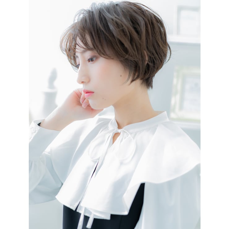 シースルーバングゆるふわ小顔ボブショート マッシュパーマ