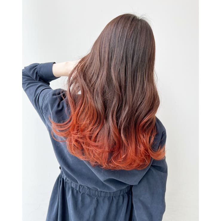 スペシャルデザイン　グラデーションブラウンミンク　ショートジレ オレンジブラウングラデーションカラー | KIRIKA 中野(キリカ