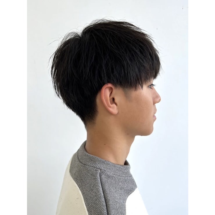 黒髪 ツーブロック ミニマッシュ 刈り上げ ストレート | CAPA south