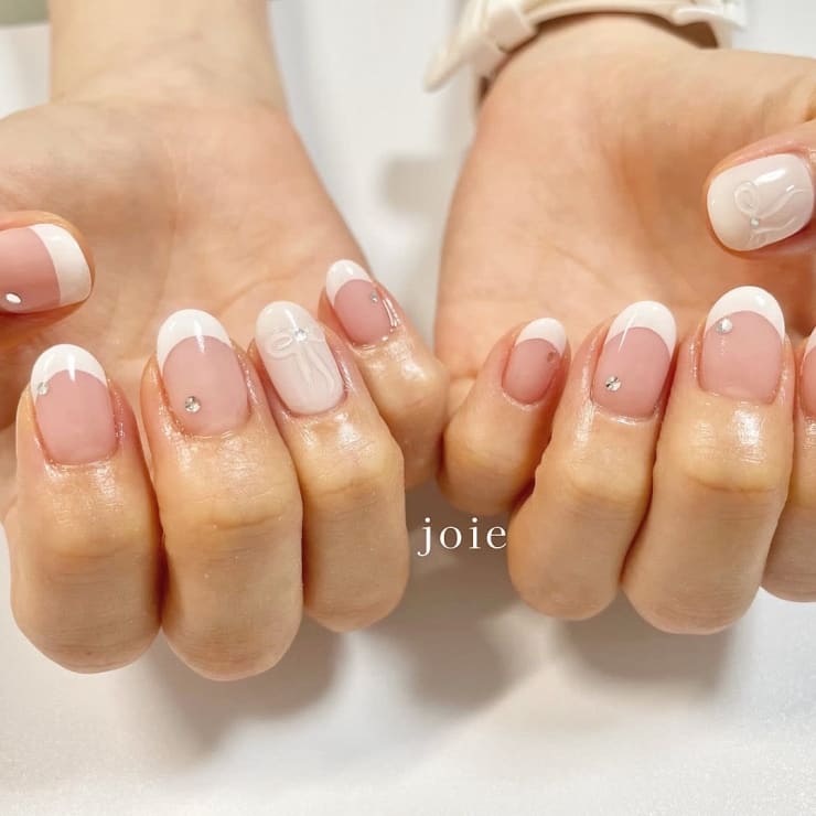 リボン×フレンチ | nail atelier joie【ジョワ】御徒町 （パラジェル 
