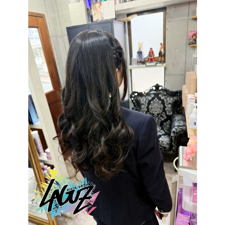 ヘアセット】サイド編み込み × ゆる巻きロング | LAGUZ 茅ヶ崎 髪質