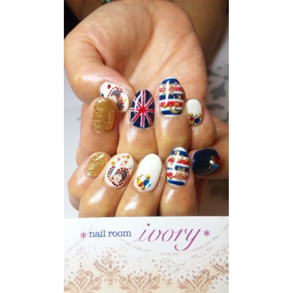 今年夏トレンドユニオンジャックネイル Nail Room Ivoryネイル