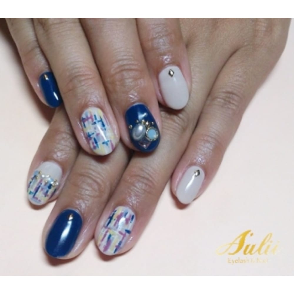 ブルーツイードネイル A Ulii Nail アウリー のネイルデザイン ネイル まつげサロンを予約するなら楽天ビューティ