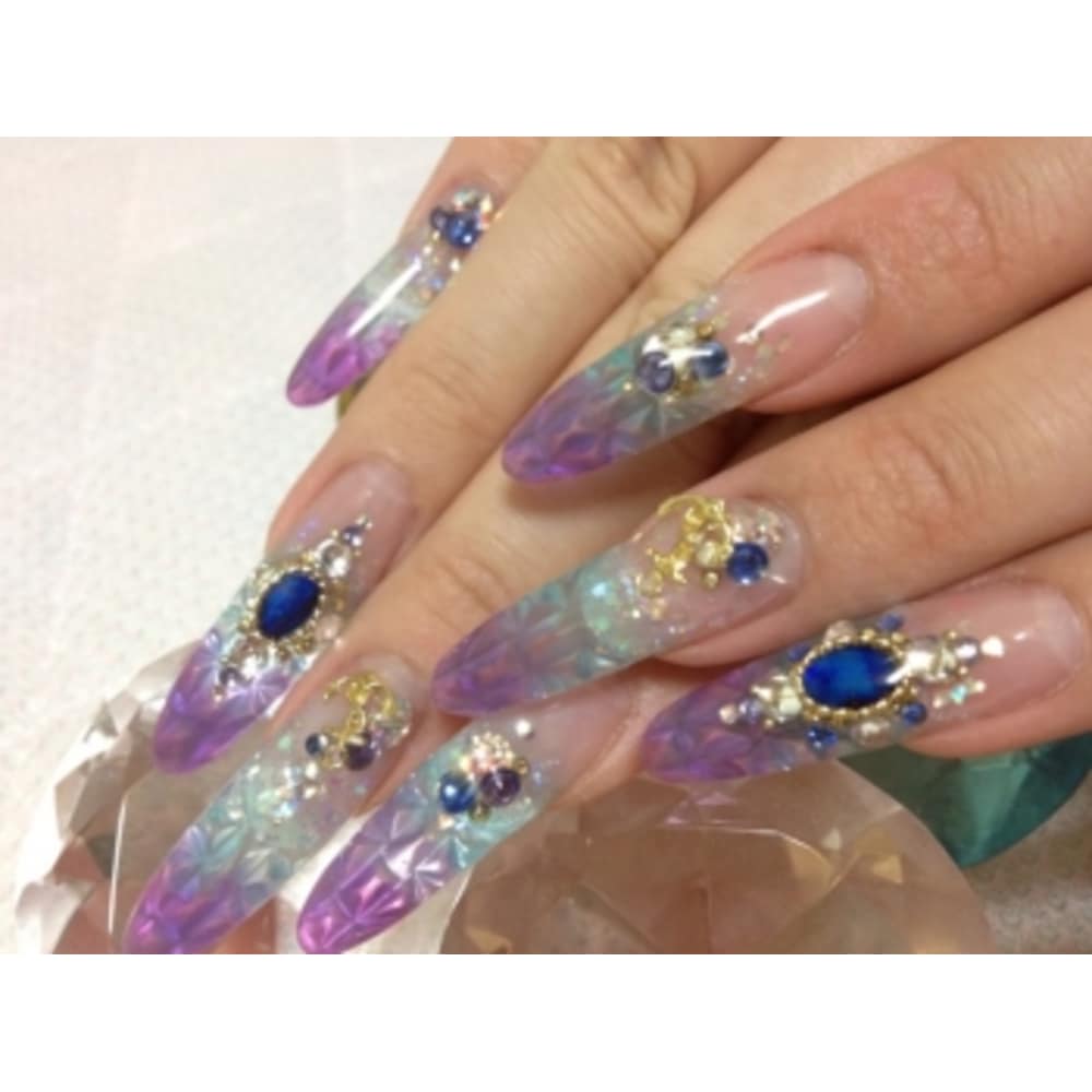 紫陽花色ステンドネイル Nailsalon School Coco ネイルサロンスクールアンドココ のネイルデザイン ネイル まつげサロンを予約するなら楽天ビューティ