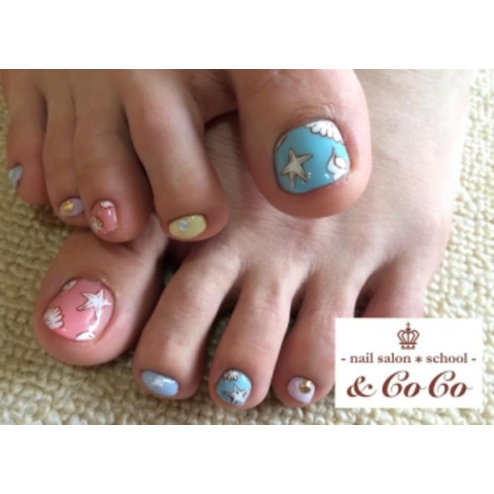 パステルオーシャンネイル Nailsalon School Coco ネイルサロンスクールアンドココ のネイルデザイン ネイル まつげサロンを予約するなら楽天ビューティ