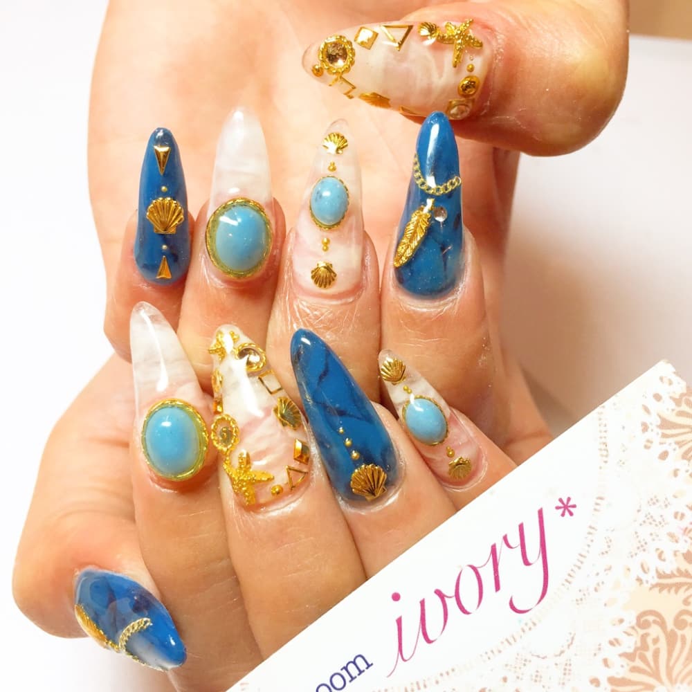 ターコイズカラースカルプネイル Nail Room Ivoryネイルルーム