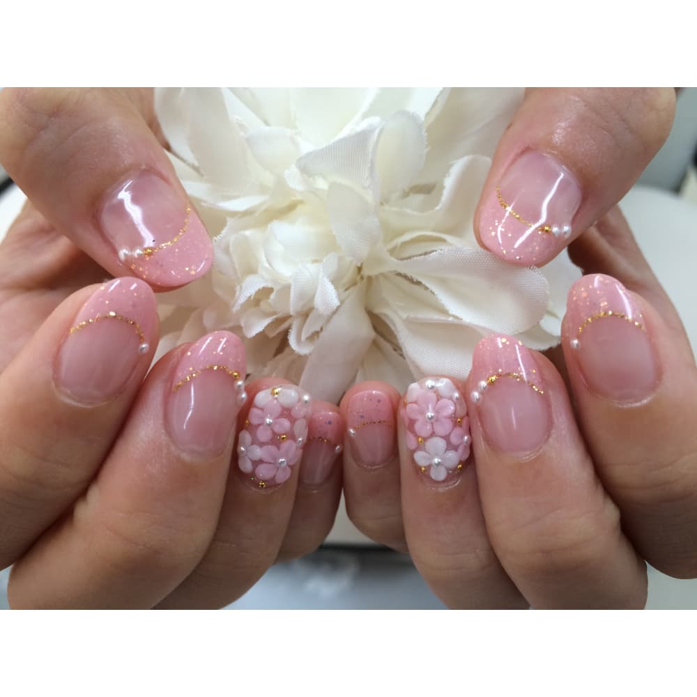 ピンクネイル 3ｄお花ネイル Luna Nail ルナネイル のネイルデザイン ネイル まつげサロンを予約するなら楽天ビューティ