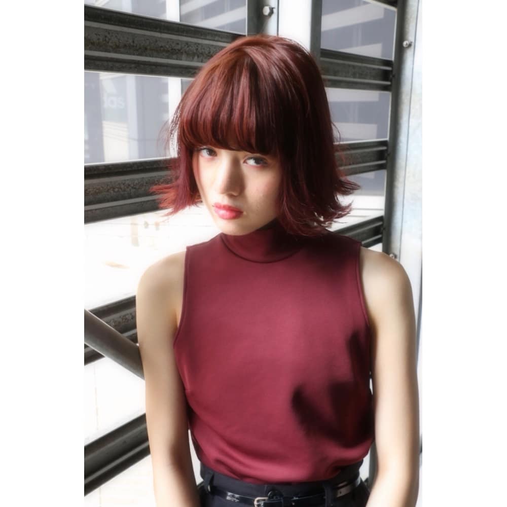 Neolive Es チェリーレッド ツヤショートボブ Neolive 渋谷店 ネオリーブアンドシブヤテン のヘアスタイル 美容院 美容室を予約するなら楽天ビューティ