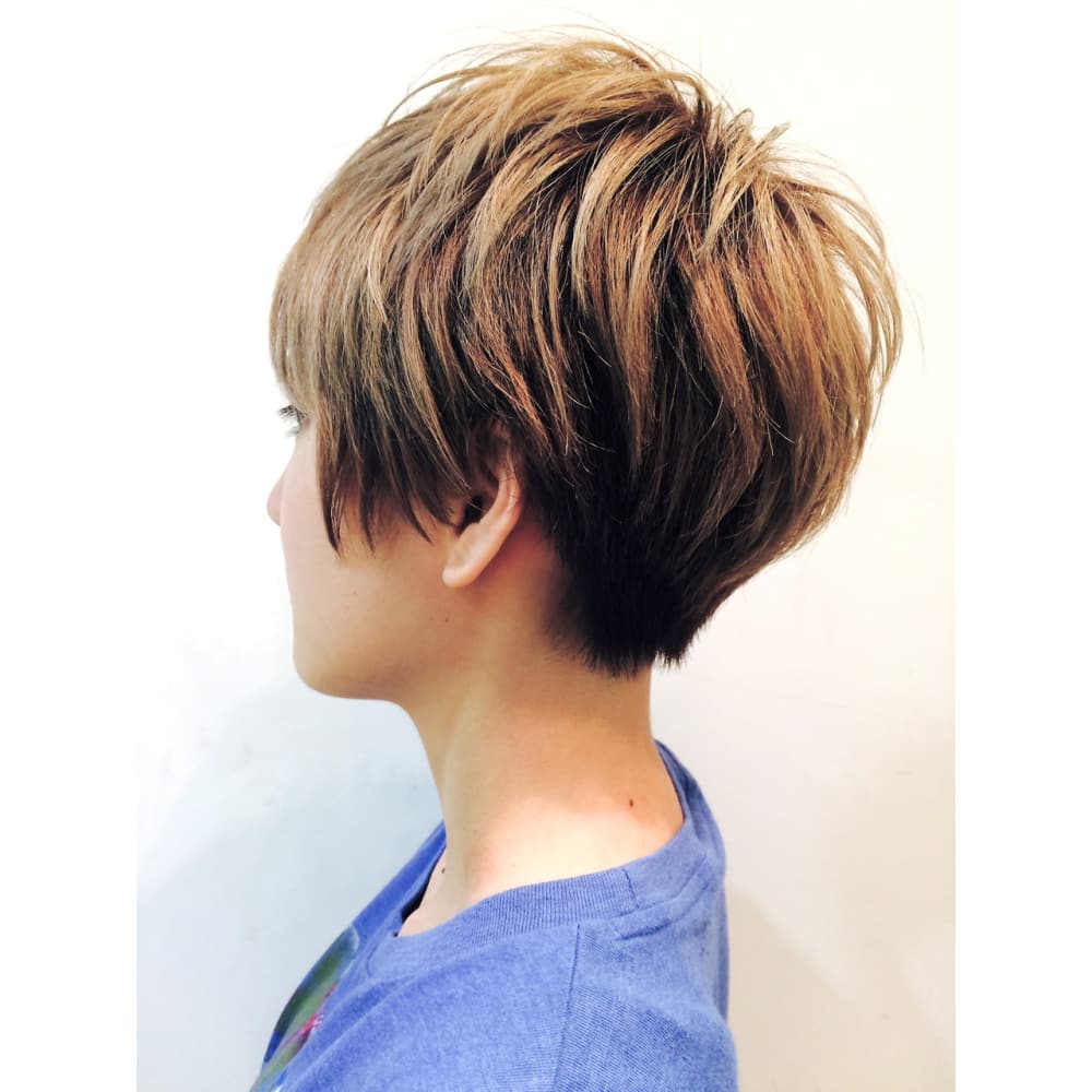 外国人風ハイライトショート 横顔 2 Renjishi Kichijoji レンジシ のヘアスタイル 美容院 美容室を予約するなら楽天ビューティ