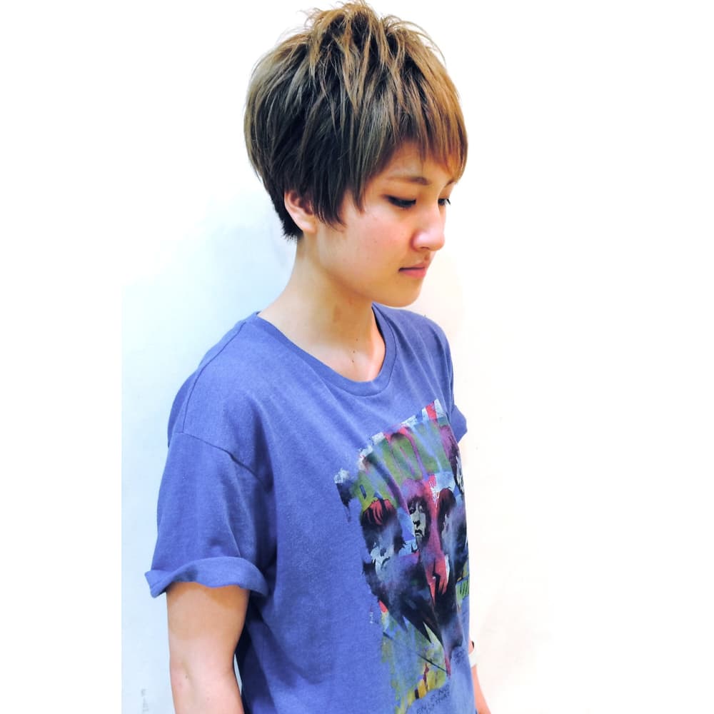 外国人風ハイライトショート 横顔 2 Renjishi Kichijoji レンジシ のヘアスタイル 美容院 美容室を予約するなら楽天ビューティ
