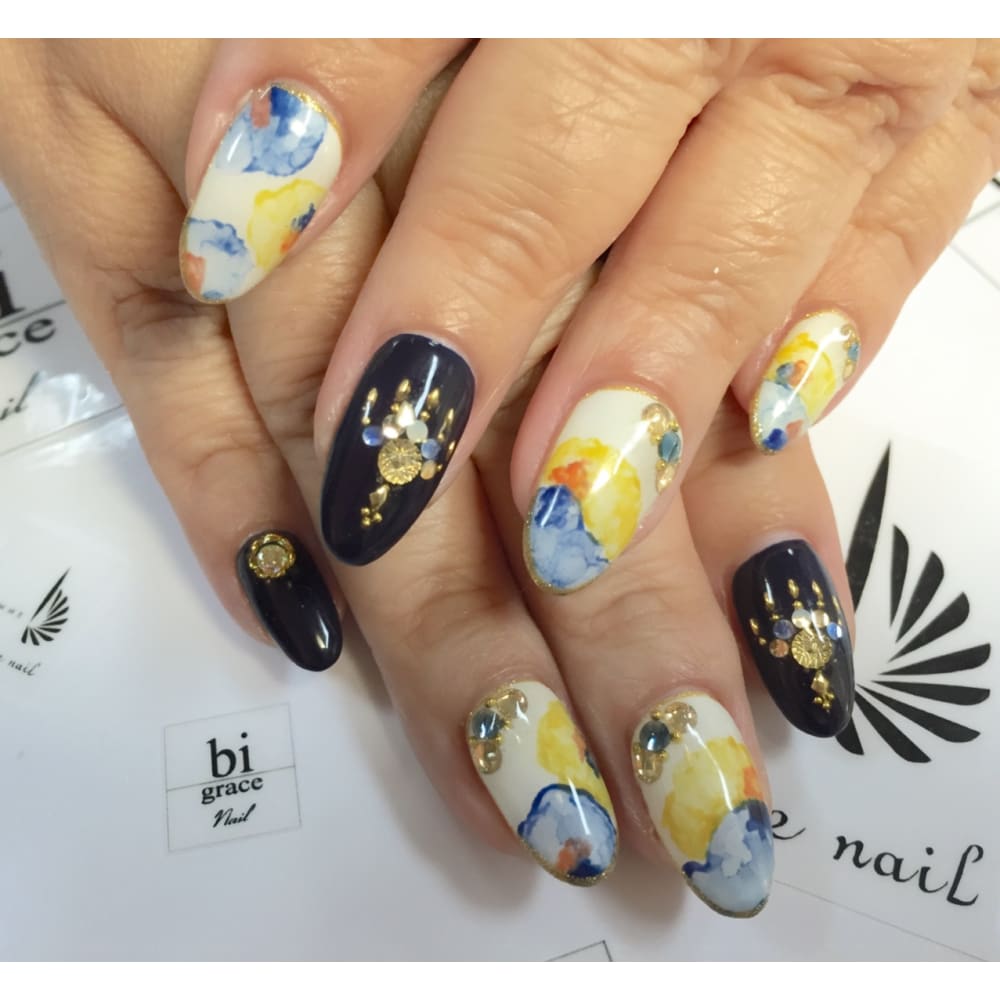 水彩画風お花ネイル Bi Grace Nail ビ グレイスネイル のネイル