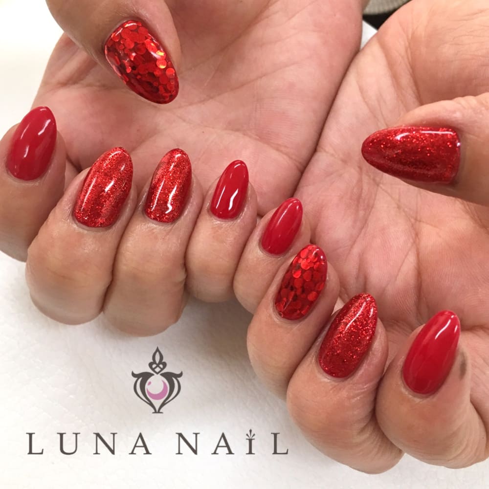 赤ネイル Luna Nailルナネイルのネイルデザイン ネイル