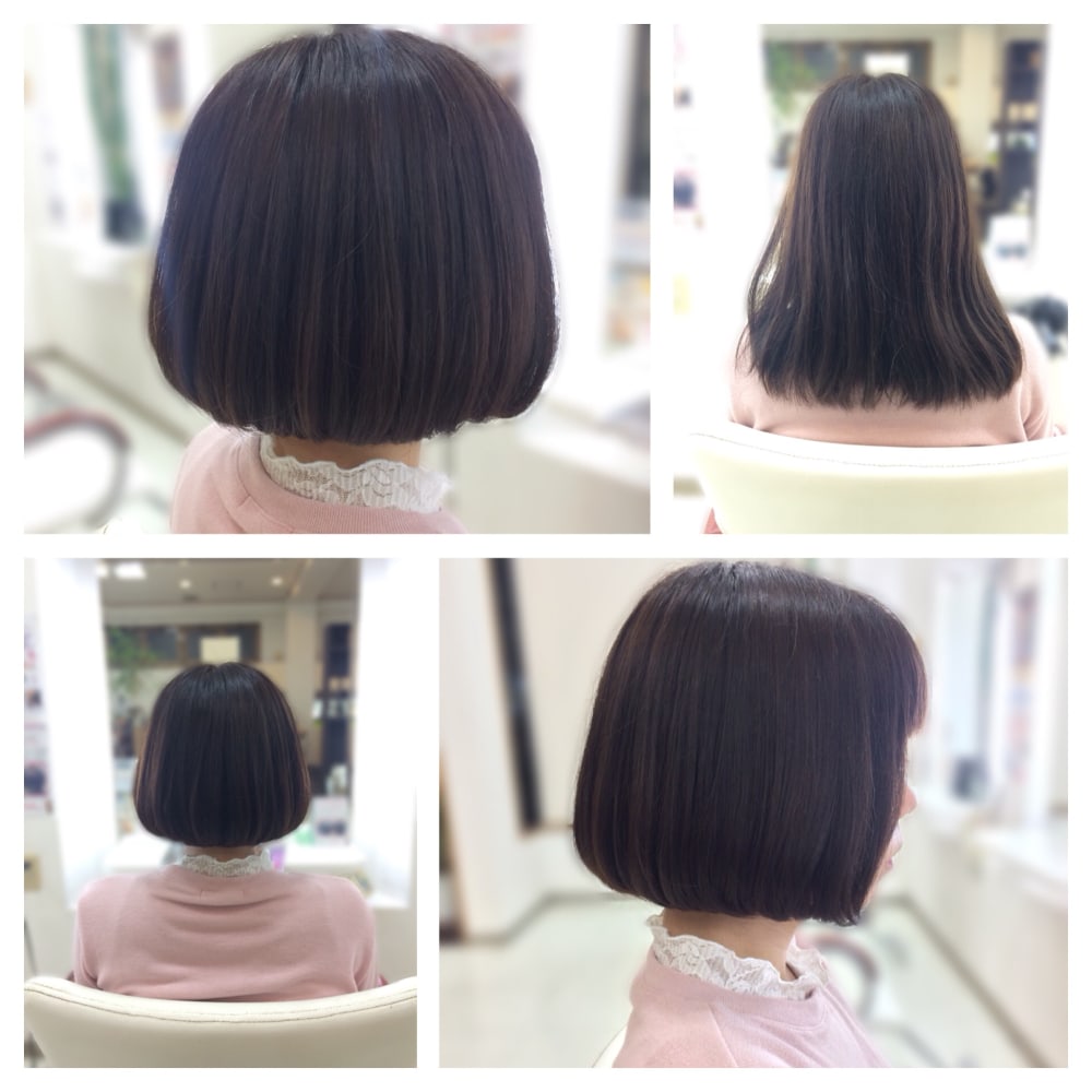 セミロングからアゴラインのボブ Hair Verde ヘアー ヴェルデ のヘアスタイル 美容院 美容室を予約するなら楽天ビューティ