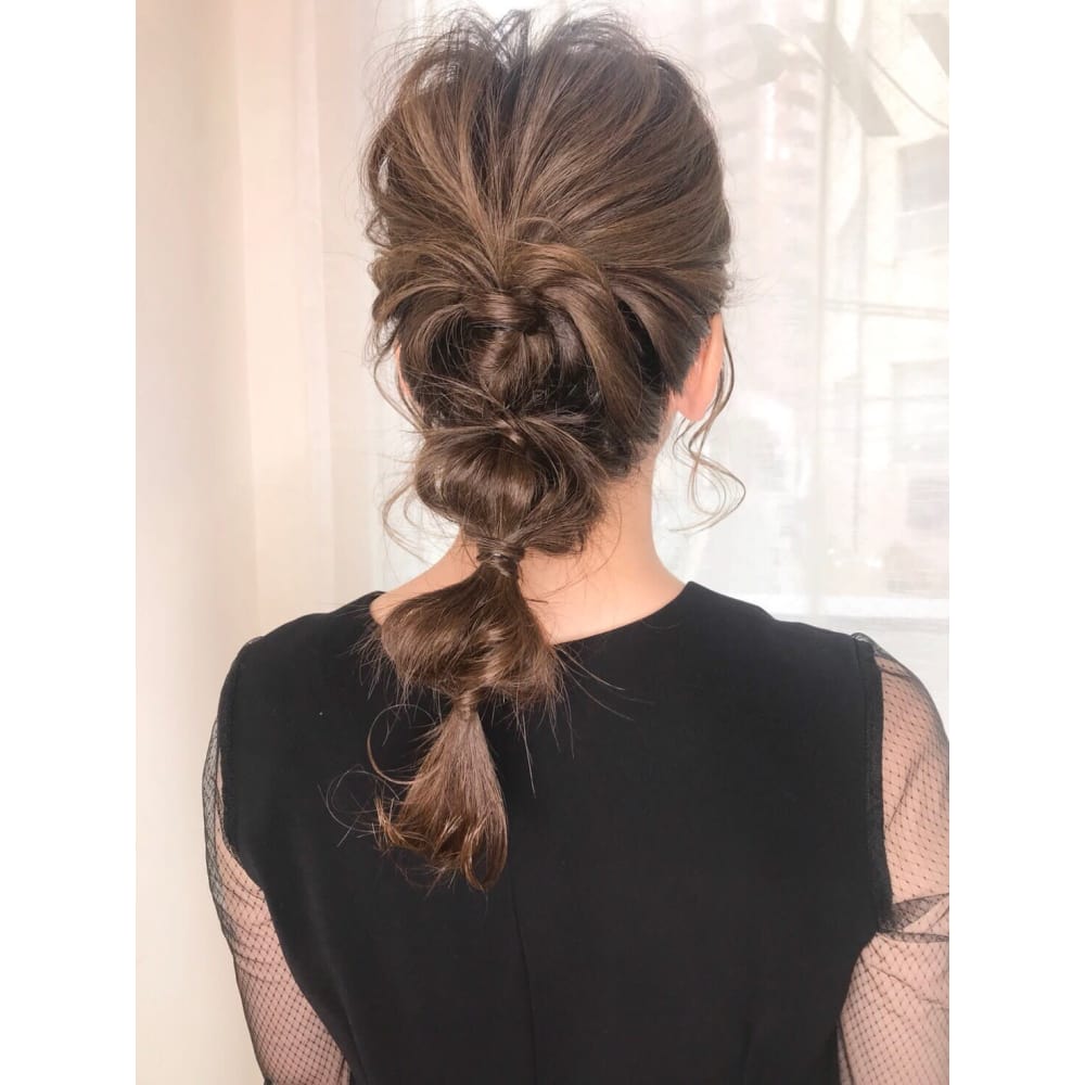 ハーフアップヘアセット 結婚式グレージュフェアリー Cecil Hair