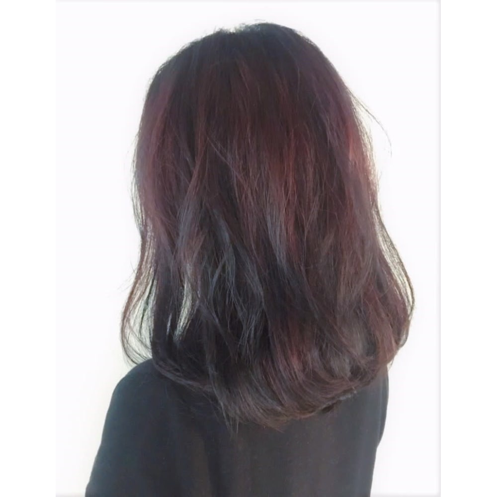 立体感 黒髪 ボルドー ハイライト 3dカラ Harmonia 恵比寿店 ハルモニア エビステン のヘアスタイル 美容院 美容室を予約するなら楽天ビューティ