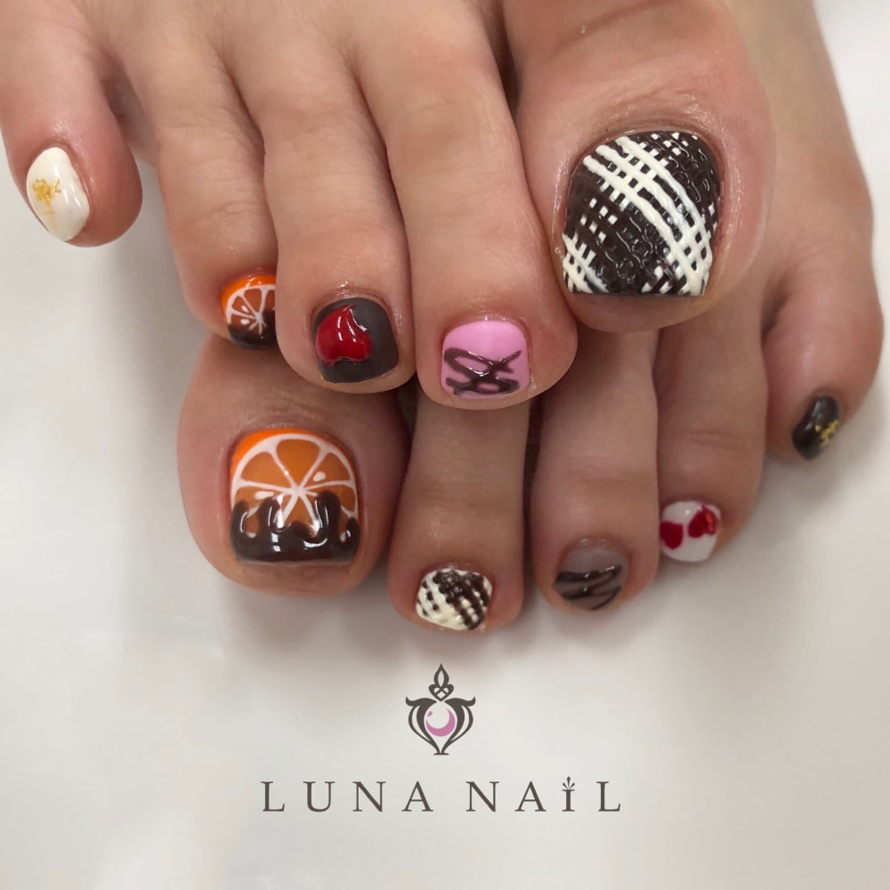 紗々 オレンジチョコ Luna Nail ルナネイル のネイルデザイン ネイル まつげサロンを予約するなら楽天ビューティ