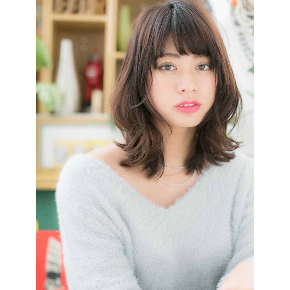 斜めバング 黒髪風 きゅっとくびれミディ マシュマロボブ Cover Hair Bliss 戸田公園西口店 カバーヘアブリス トダコウエンニシグチテン のヘアスタイル 美容院 美容室を予約するなら楽天ビューティ