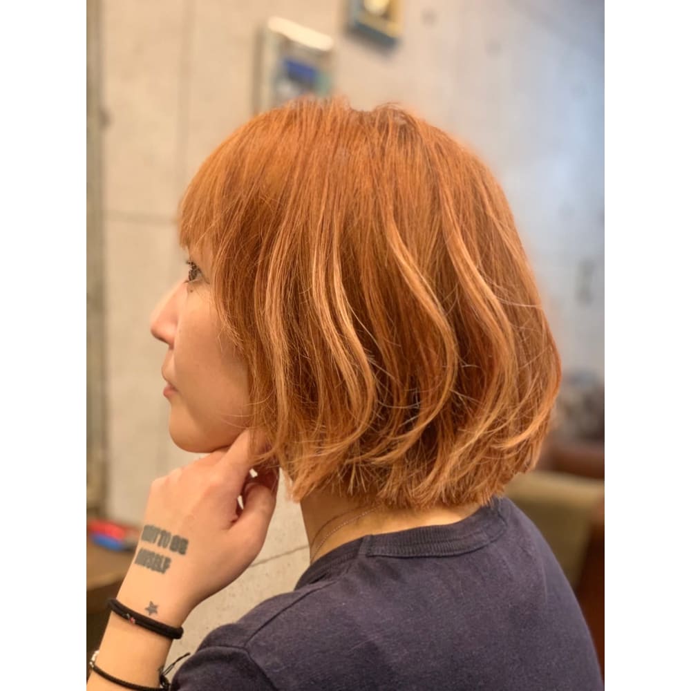 オレンジ ボブ Hair Design Lino リノ のヘアスタイル 美容院 オレンジ ボブ Hair Design Lino リノ のヘアスタイル 美容院