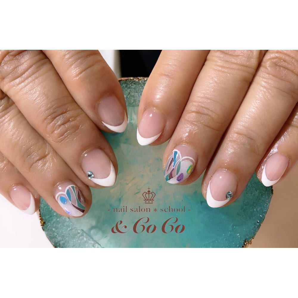 フレンチ 梅雨ネイル Nailsalon School Coco ネイルサロンスクールアンドココ のネイルデザイン ネイル まつげサロンを予約するなら楽天ビューティ