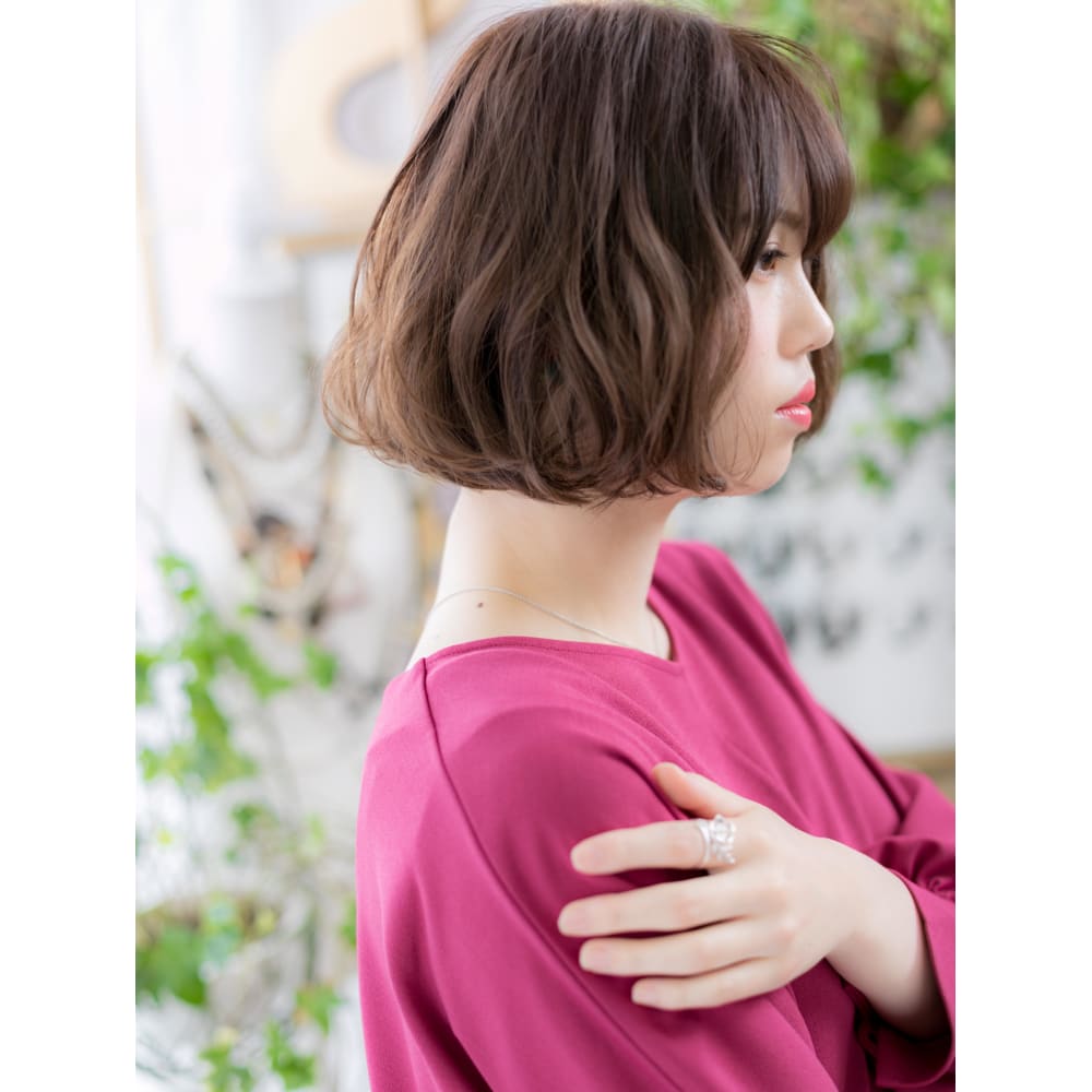 大人かわいいゆるふわくせ毛風小顔ボブ ダブルバング Cover Hair Bliss 上尾西口店 カバーヘアブリス アゲオニシグチテン のヘアスタイル 美容院 美容室を予約するなら楽天ビューティ