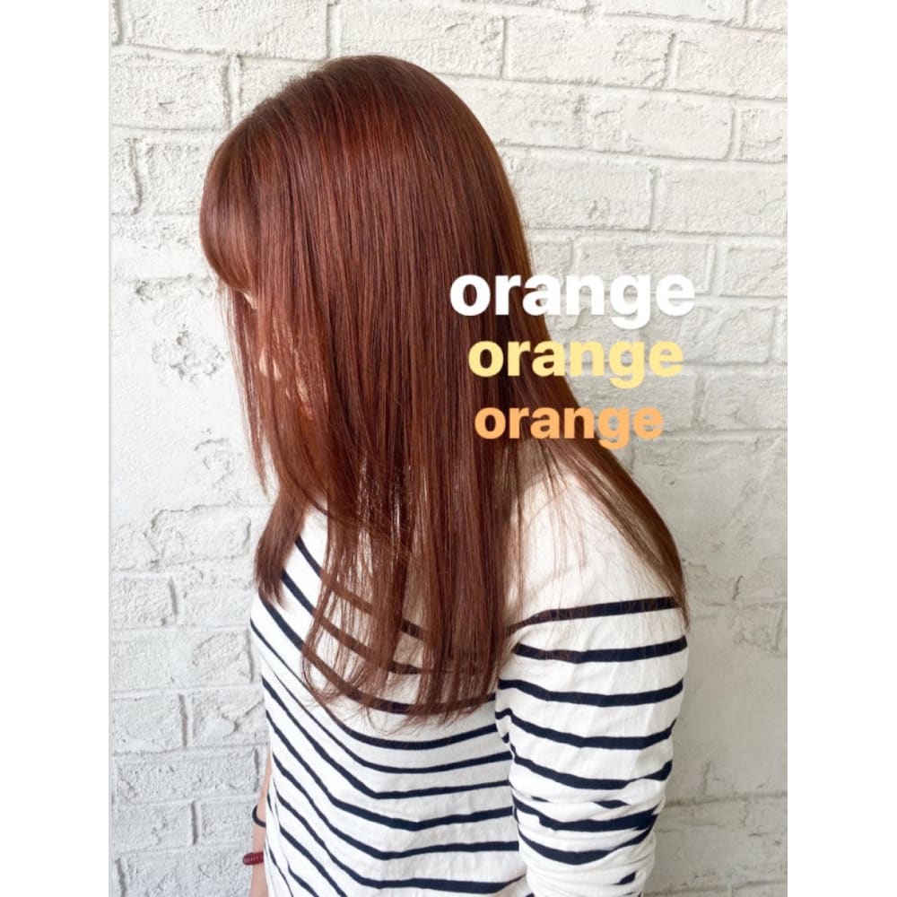 オレンジカラーオレンジブラウンロングヘアカシスカラー4104 Prize 池袋西口店 プライズ のヘアスタイル 美容院 美容室を予約するなら楽天ビューティ