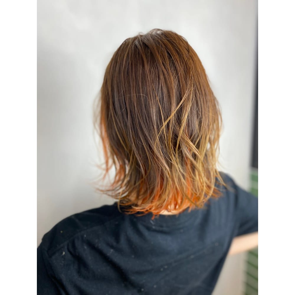 インナーカラー イヤリングカラー オレンジ 派手髪 Brocante Luxbeブロカントラックスビー立川北口店 ブロカントラックスビータチカワキタグチテン のヘアスタイル 美容院 美容室を予約するなら楽天ビューティ