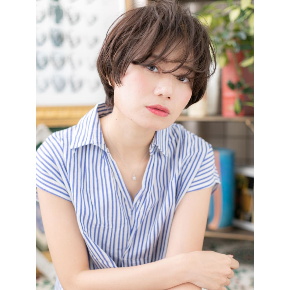 黒髪も 外国人風ニュアンスカラーショート 無造作パーマ Cover Hair Bliss 大宮西口店 カバーヘアブリス オオミヤニシグチテン のヘアスタイル 美容院 美容室を予約するなら楽天ビューティ