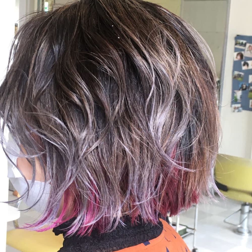 鬼滅の刃 魘夢 風インナーピンクグラデーション ベストヘアー 上本郷店 ベストヘアーカミホンゴウテン のヘアスタイル 美容院 美容室を予約するなら楽天ビューティ