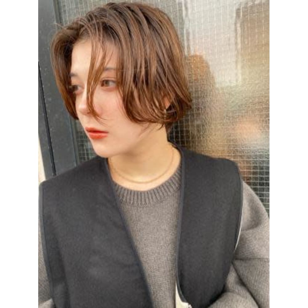 スタイル 毛流れセンターパートショートボブ Printemps By Flammeum 茅ヶ崎店 プランタン バイ フラミューム チガサキテン のヘアスタイル 美容院 美容室を予約するなら楽天ビューティ