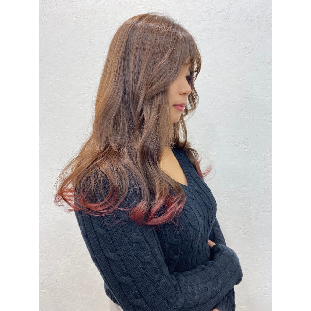 ピンク裾カラーグラデーションカラー大人かわいいロングヘア Agir Hair 赤羽店 アジールヘアー アカバネテン のヘアスタイル 美容院 美容室を予約するなら楽天ビューティ