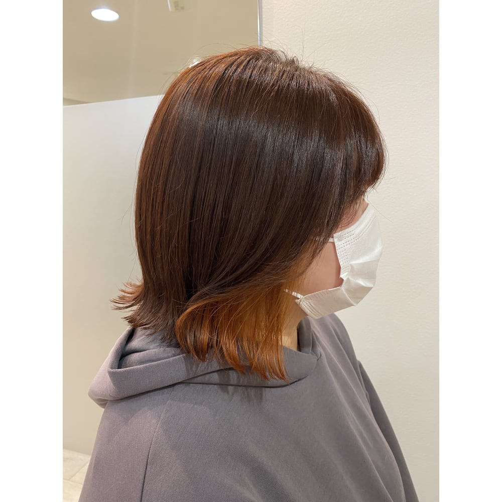 オレンジブラウン インナーカラーオレンジ Flicka フリッカ のヘアスタイル 美容院 美容室を予約するなら楽天ビューティ