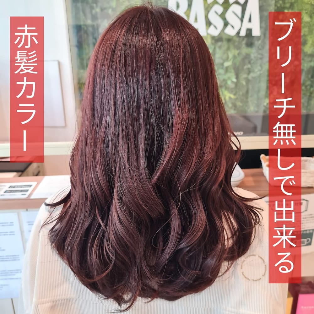 ブリーチ無しの透明感カラー チェリーレッド Bassa バサ 下井草店 バサシモイグサテン のヘアスタイル 美容院 美容室を予約するなら楽天ビューティ