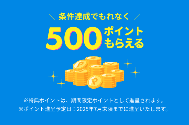 条件達成でもれなく500ポイントもらえる