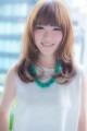 大人かわいい厚めバングの抜け感ミディアム_3Dカラー 