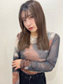 【山田】切りっぱなしセミディミルクティーベージュy401