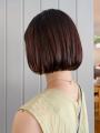 ボブ　切りっぱなしボブ　ブラウン