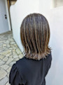 バレイヤージュ風♪ハイライトカラー×外ハネボブ【我孫子】