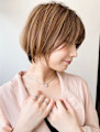 韓国風ウルフレイヤーカット小顔ひし形ミルクティーベージュ