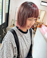 ピンクデザインカラー髪質改善トリートメントボブ