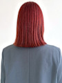 20代 ナチュラルストレート 切りっぱなしボブ レッドカラー